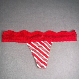 Victoria’s Secret Thong Panty Candy Stripes NEW Medium